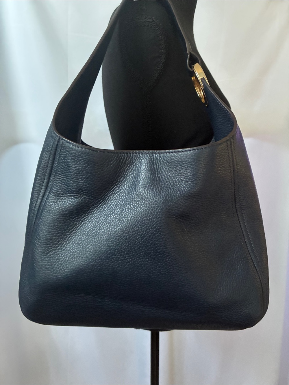 Like New Michael Kors Blue Pebbled Leather Slouch Hobo with Gold Logo